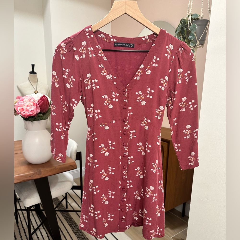 Abercrombie Floral quarter-sleeve dress XXSP
